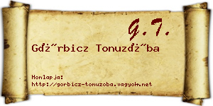 Görbicz Tonuzóba névjegykártya